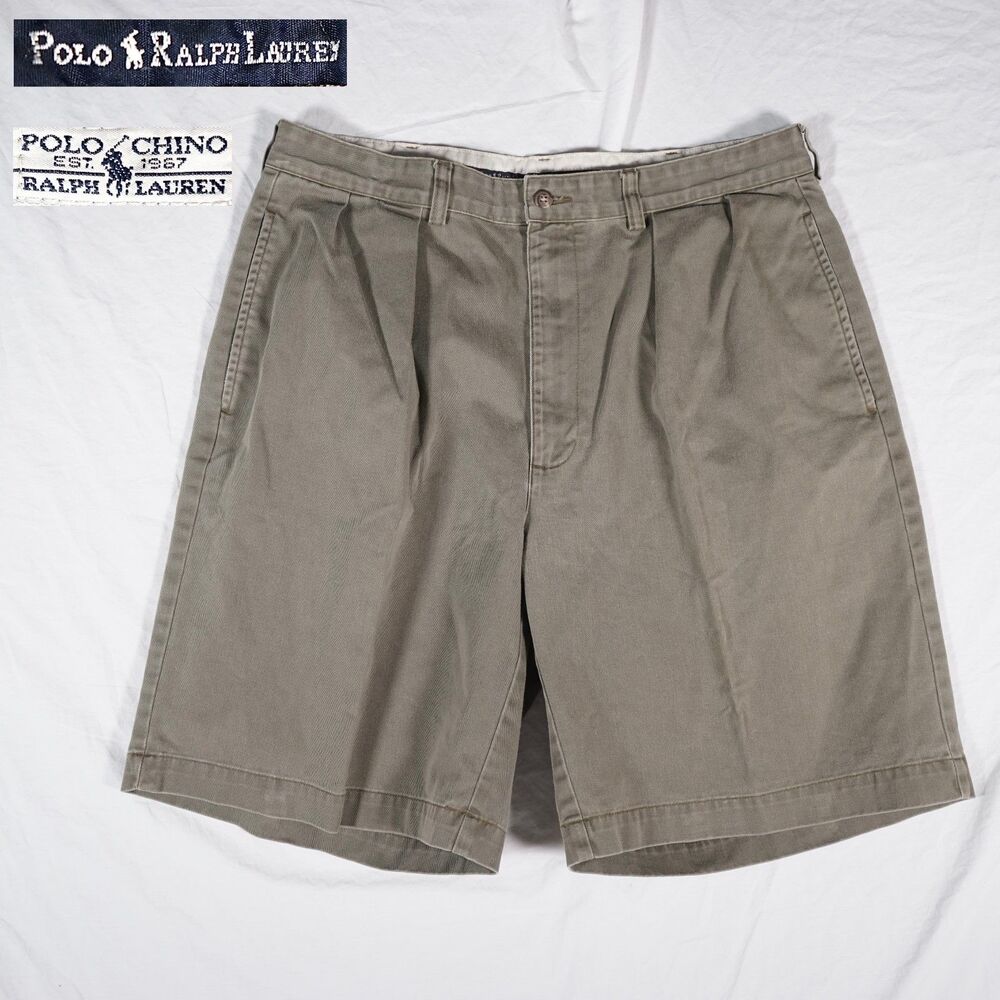 Vintage Polo Ralph Lauren Chino Tyler Shorts Brown Green 34